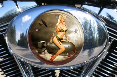 Harley Air Cleaner Cover - Bomber Girl - Click Image to Close
